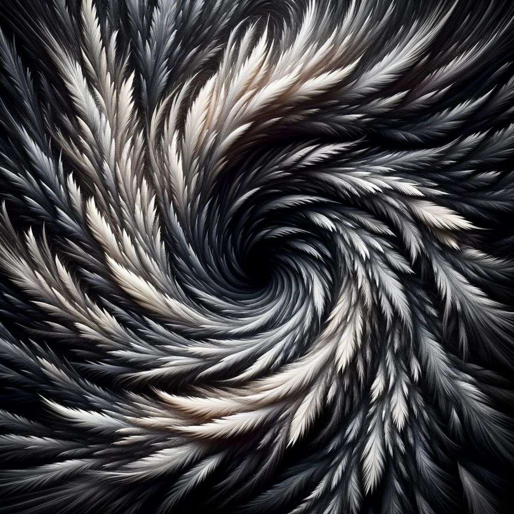 a representation of anxiety, digital art, made from feathers